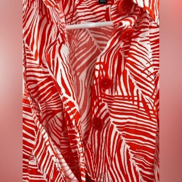 Talbots red white leafy belted dress 4P - Picture 6 of 10